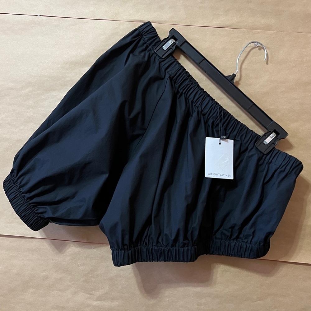 Gibson Latimer | NWT One Shoulder Puff Sleeve Top Asymmetrical Crop Top Size S